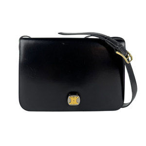 CELINE Black Leather Shoulder Bag